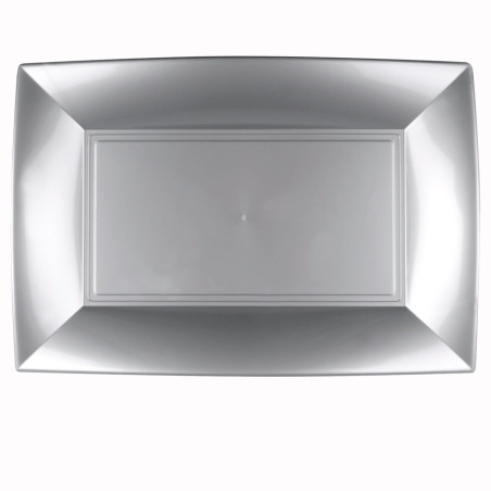 Bandeja Reutilizable PP Gris Nice 34,5x23cm (6 Uds)
