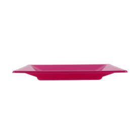 Plato de Plastico Llano Cuadrado Fucsia 170mm (25 Uds)