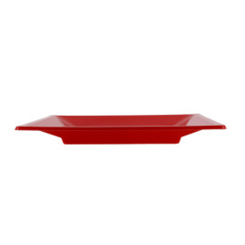 Plato de Plastico Llano Cuadrado Rojo 230mm (750 Uds)