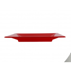 Plato de Plastico Llano Cuadrado Rojo 170mm (25 Uds)