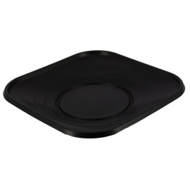 Plato de Plastico PP "X-Table" Cuadrado Negro 230mm (8 Uds)