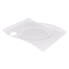 Plato de Plastico "Forma" con Soporte Transp. 22x18 cm (180 Uds)