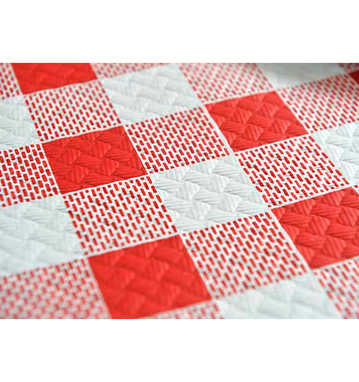 Mantel de Papel Cortado 1x1m "Cuadros Rojos" 37g (400 Uds)