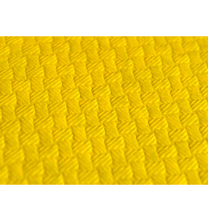 Mantel de Papel Cortado 1x1 Metro Amarillo 40g (400 Uds)