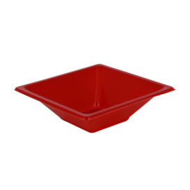 Bol de Plastico Cuadrado Rojo 120x120x40mm (12 Uds)