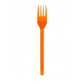 Tenedor de Plastico PS Naranja 175mm (20 Uds)