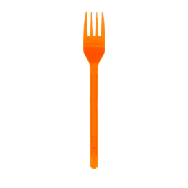 Tenedor de Plastico PS Naranja 175mm (20 Uds)