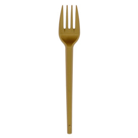 Tenedor de Plastico PS Oro 165mm (600 Uds)