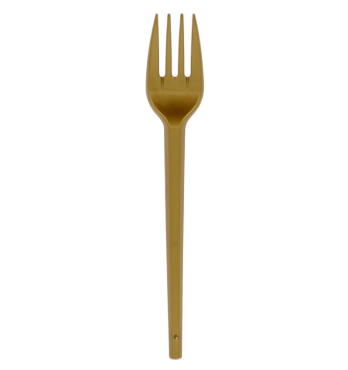 Tenedor de Plastico PS Oro 165mm (600 Uds)