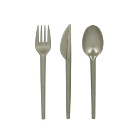 Tenedor de Plastico PS Plata 165mm (600 Uds)