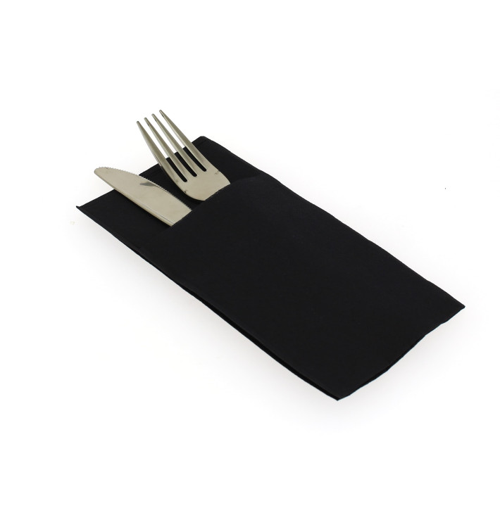 Servilleta Portacubiertos de Papel 40x40cm Negro (960 Uds)