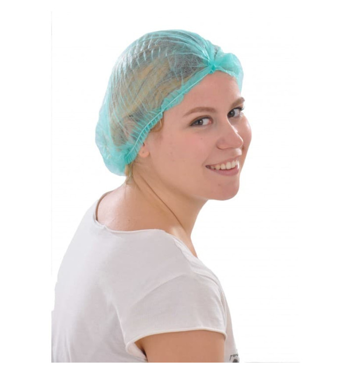 Gorros de Polipropileno Acordeón Verde 1 goma Ø53cm (100 Uds)