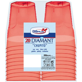 Vaso Plastico Chupito "Diamant" PS Cristal Rojo 50ml (20 Uds)