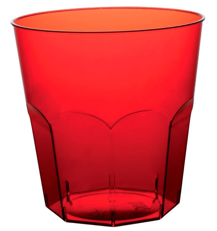 Vaso Plastico Rojo Transp. PS Ø73mm 220ml (50 Uds)