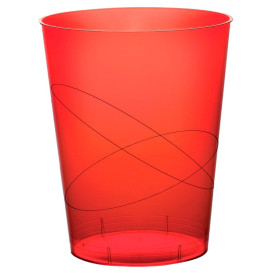 Vaso de Plastico Moon Rojo Transp. PS 350ml (20 Uds)