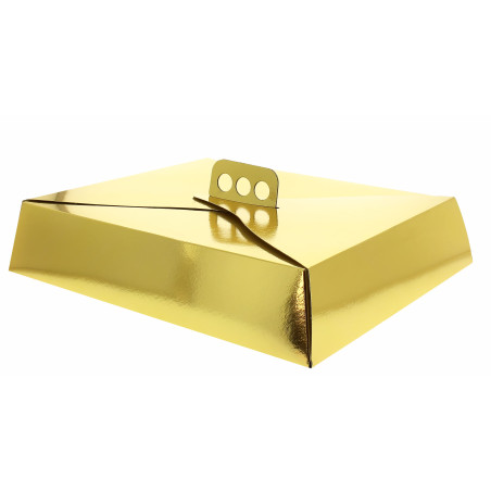 Caja Cartón Oro Tarta Rectangular 19x25x8cm (50 Uds)