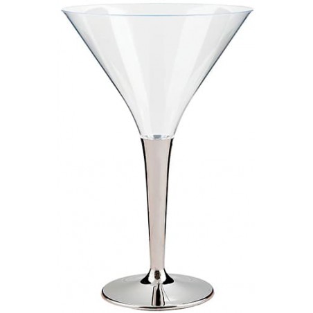 Copa de Plástico Cocktail Pie Plata 100 ml (6 Uds)