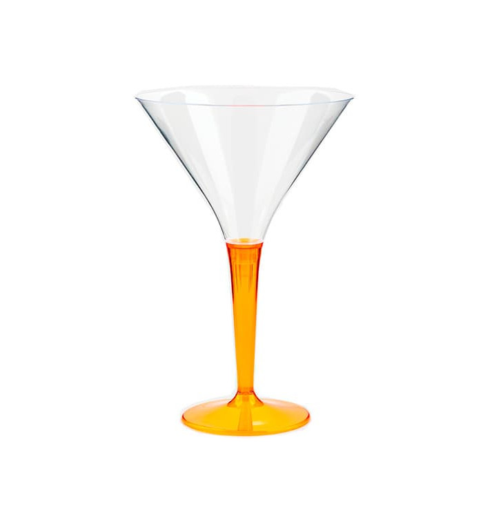 Copa de Plastico Cocktail Pie Naranja 100 ml (6 Uds)