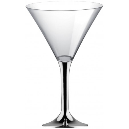 Copa Plástico Cocktail Pie Plata Cromado 185ml 2P (20 Uds)