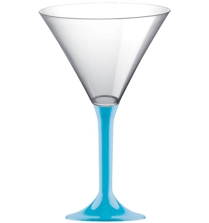 Copa de Plastico Cocktail con Pie Turquesa 185ml (20 Uds)