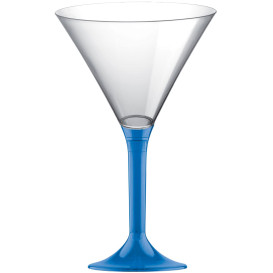 Copa de Plastico Cocktail con Pie Azul Transp. 185ml (20 Uds)