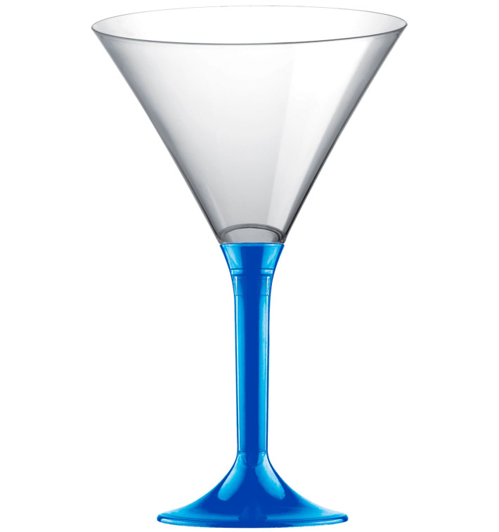 Copa de Plastico Cocktail con Pie Azul Mediterraneo 185ml (20 Uds)
