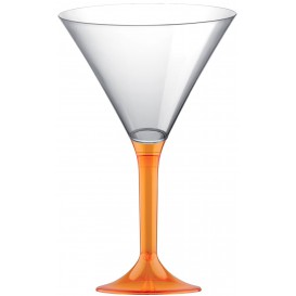 Copa de Plastico Cocktail con Pie Naranja Transp. 185ml (20 Uds)