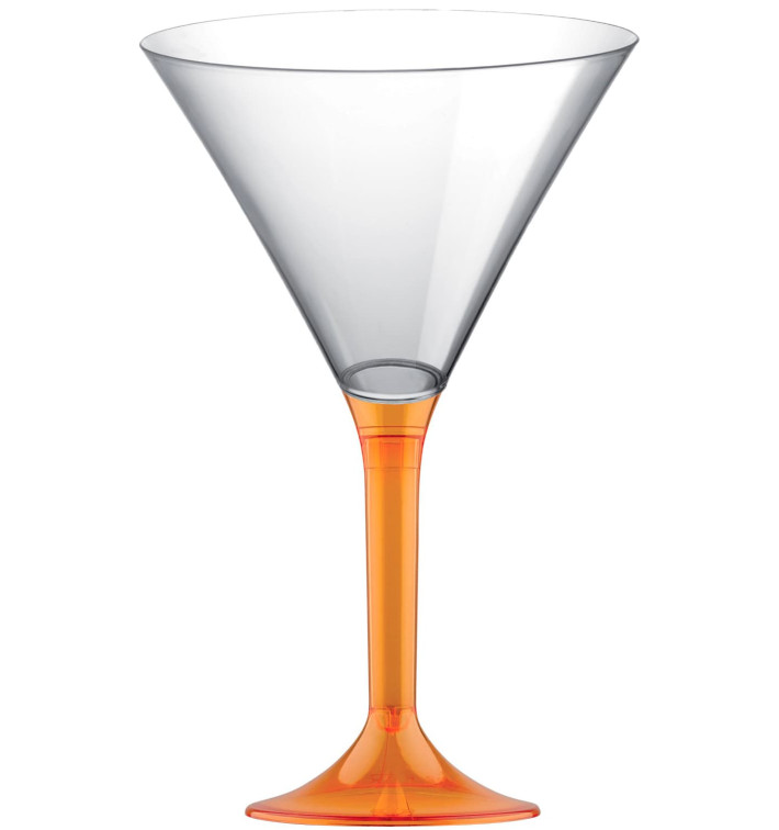 Copa de Plastico Cocktail con Pie Naranja Transp. 185ml (20 Uds)