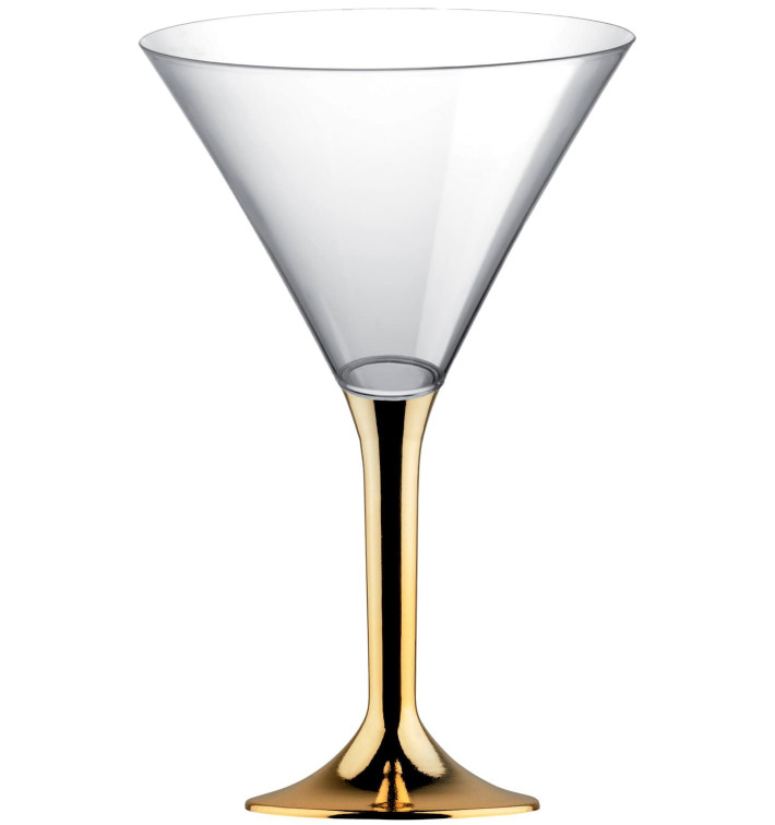 Copa de Plastico Cocktail con Pie Oro Cromado 185ml (200 Uds) Copa de Plastico Cocktail con Pie Oro Cromado 185ml (200 Uds)