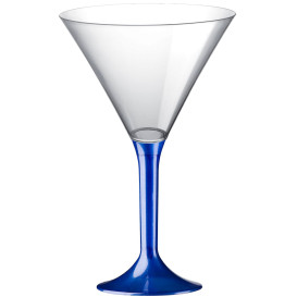Copa de Plastico Cocktail con Pie Azul Perlado 185ml (20 Uds)