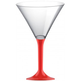 Copa de Plastico Cocktail con Pie Rojo 185ml (20 Uds)