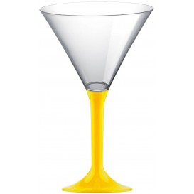 Copa de Plastico Cocktail con Pie Amarillo 185ml (20 Uds)
