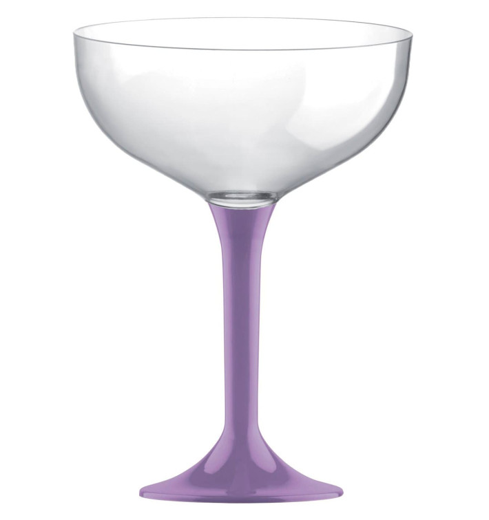 Copa de Plastico Champan con Pie Lila 200ml (200 Uds)