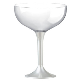 Copa de Plastico Champan con Pie Blanco Perlado 200ml (200 Uds)