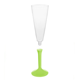 Copa de Plastico Cava con Pie Verde Lima 160ml (20 Uds)