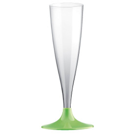 Copa de Plastico Cava con Pie Verde Lima 140ml (20 Uds)