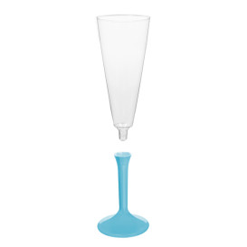 Copa de Plastico Cava con Pie Turquesa 160ml (200 Uds)