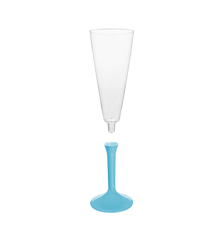 Copa de Plastico Cava con Pie Turquesa 160ml (20 Uds) Copa de Plastico Cava con Pie Turquesa 160ml (20 Uds)