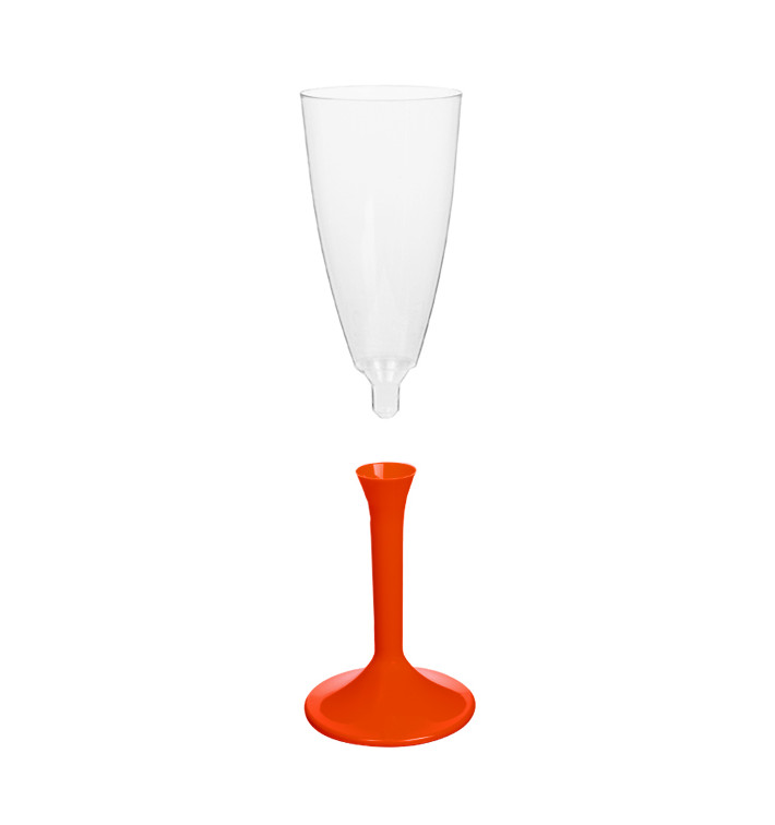Copa de Plastico Cava con Pie Rojo 120ml (20 Uds)