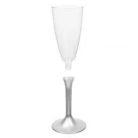 Copa de Plastico Cava con Pie Gris 120ml (200 Uds)