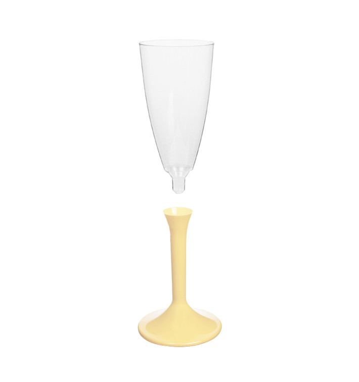 Copa de Plastico Cava con Pie Crema 120ml (20 Uds)
