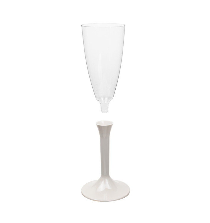Copa de Plastico Cava con Pie Beige 120ml (200 Uds)
