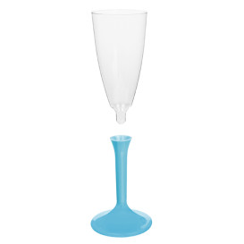 Copa de Plastico Cava con Pie Turquesa 120ml (200 Uds)