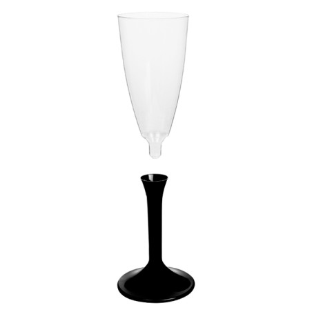 Copa Plástico Cava Pie Negro 120ml 2P (20 Uds)