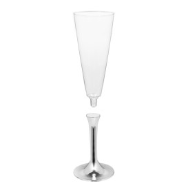 Copa de Plastico Cava con Pie Plata Cromado 160ml (200 Uds)