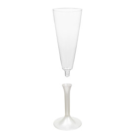 Copa de Plastico Cava con Pie Blanco Perlado 160ml (20 Uds)