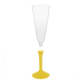 Copa de Plastico Cava con Pie Amarillo 160ml (20 Uds)