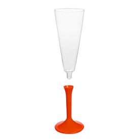Copa de Plastico Cava con Pie Rojo 160ml (20 Uds)