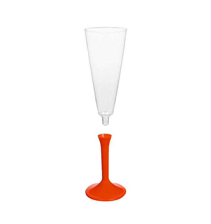 Copa de Plastico Cava con Pie Rojo 160ml (200 Uds) Copa de Plastico Cava con Pie Rojo 160ml (200 Uds)