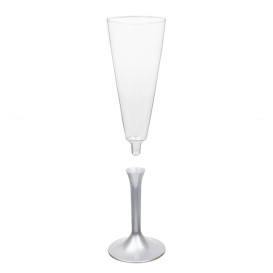 Copa de Plastico Cava con Pie Gris 160ml (20 Uds)